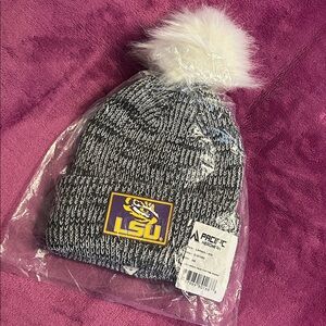 LSU TIGERS new in pkg WOMENS BEANIE HAT WITH POM POM